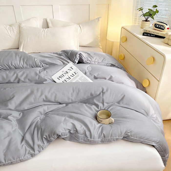 91家纺网 家纺一手货源 找家纺 VIP被业 2025新款60S立体全棉大豆被子被芯 灰色