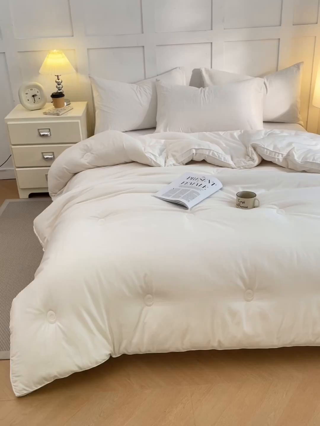 91家纺网 家纺一手货源 找家纺 VIP被业 2025新款60S立体全棉大豆被子被芯 白色