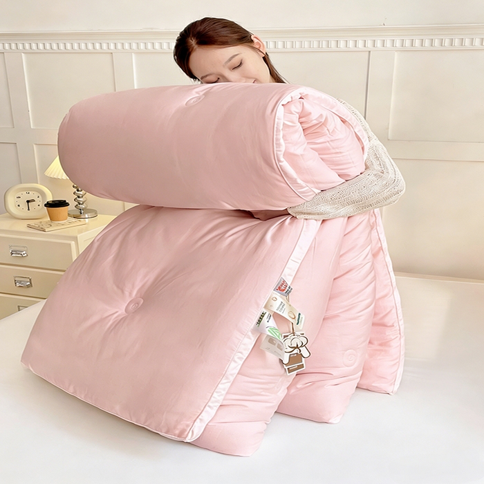 91家纺网 家纺一手货源 找家纺 VIP被业 2025新款60S立体全棉大豆被子被芯 粉色