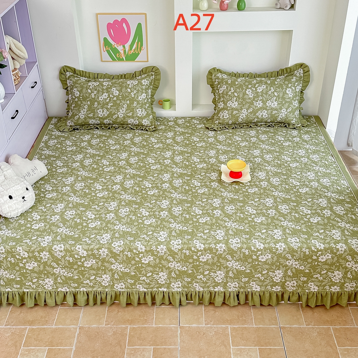 手艺人家纺 2025新款双层纱夹棉防滑炕盖 榻榻米床盖 炕单床盖 A27