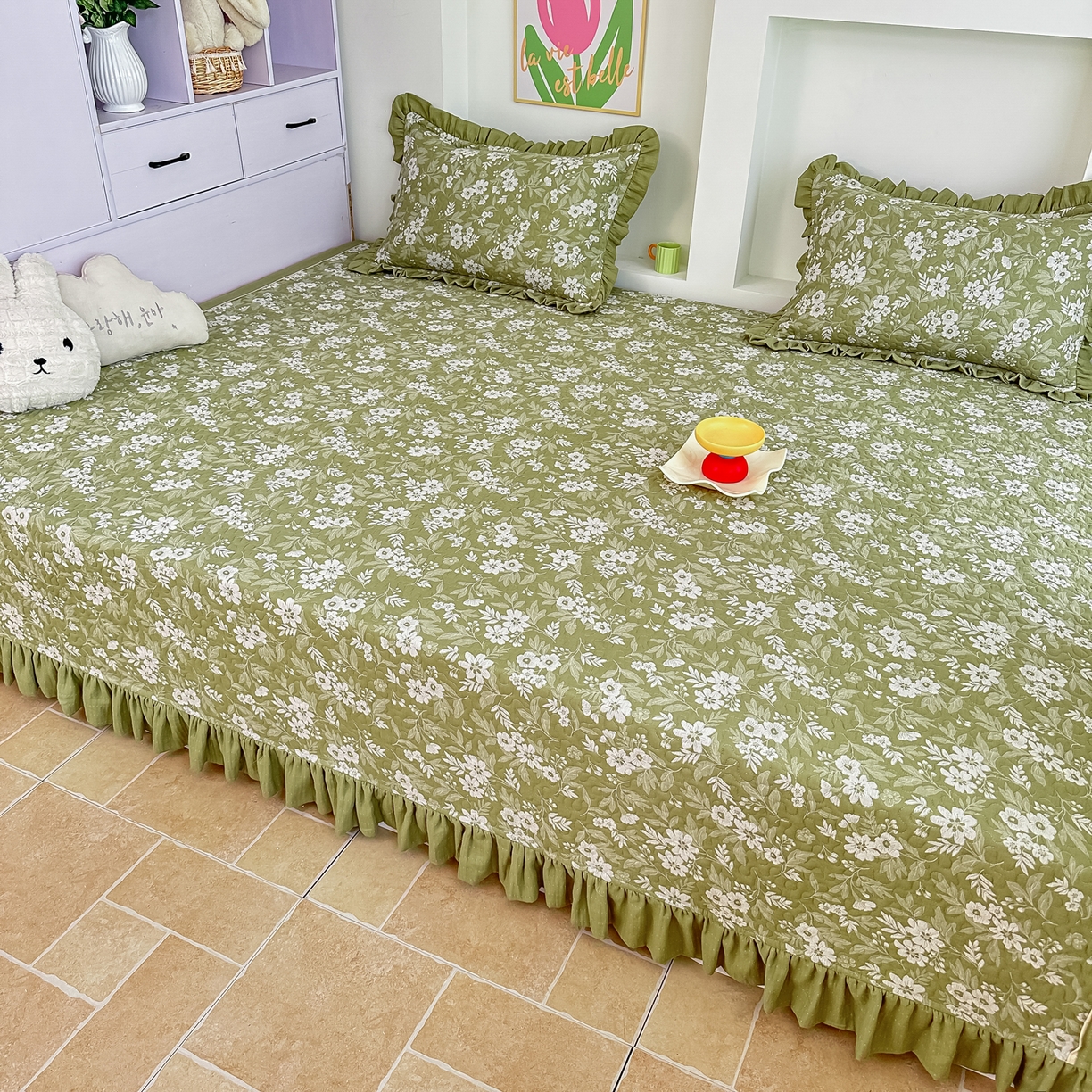 91家纺网 家纺一手货源 找家纺 手艺人家纺 2025新款双层纱夹棉防滑炕盖 榻榻米床盖 炕单床盖 A27