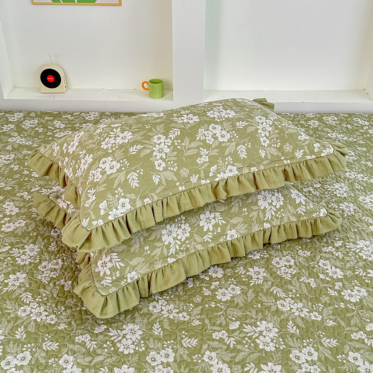 91家纺网 家纺一手货源 找家纺 手艺人家纺 2025新款双层纱夹棉防滑炕盖 榻榻米床盖 炕单床盖 A27