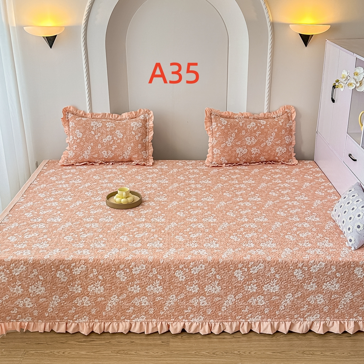 手艺人家纺 2025新款双层纱夹棉防滑炕盖 榻榻米床盖 炕单床盖 A35