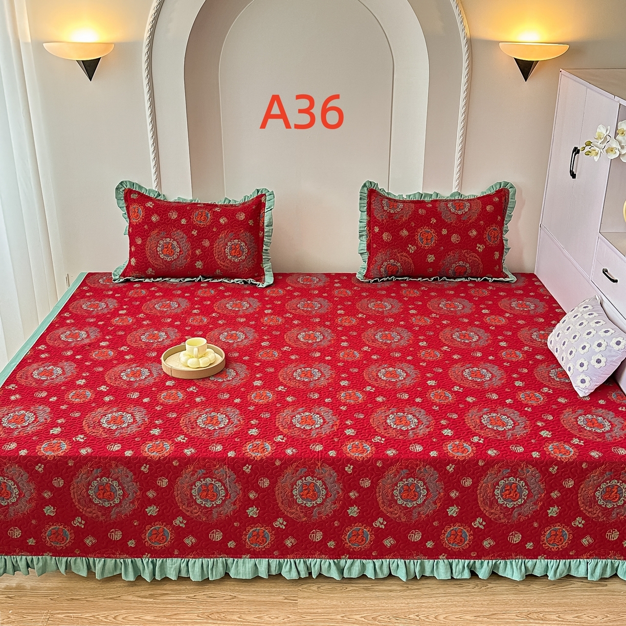 手艺人家纺 2025新款双层纱夹棉防滑炕盖 榻榻米床盖 炕单床盖 A36