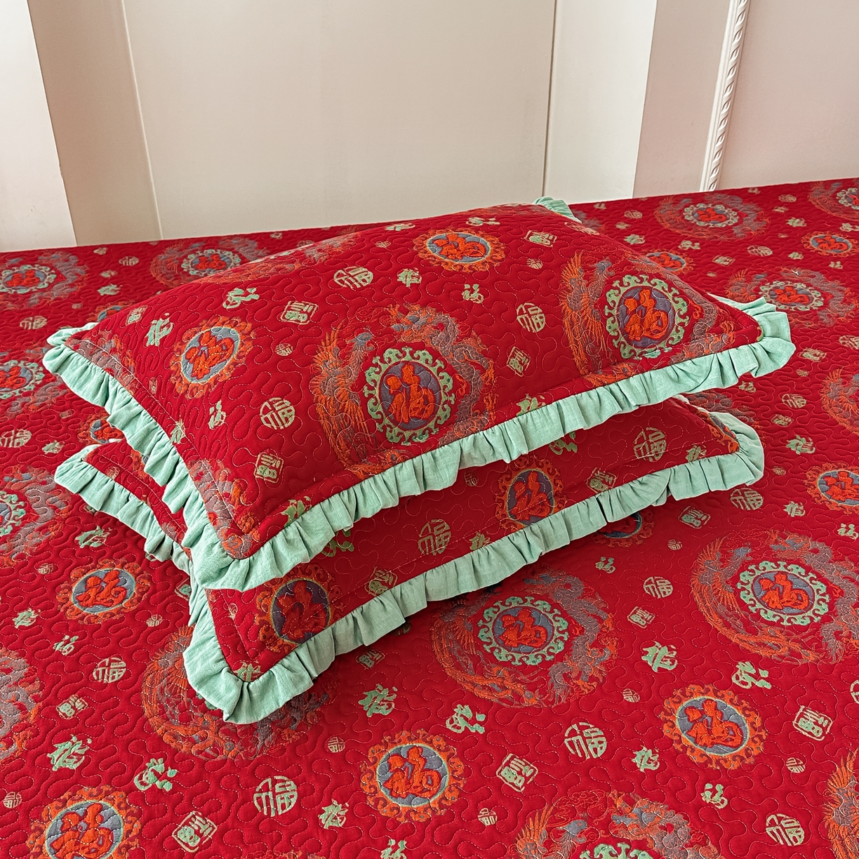 91家纺网 家纺一手货源 找家纺 手艺人家纺 2025新款双层纱夹棉防滑炕盖 榻榻米床盖 炕单床盖 A36