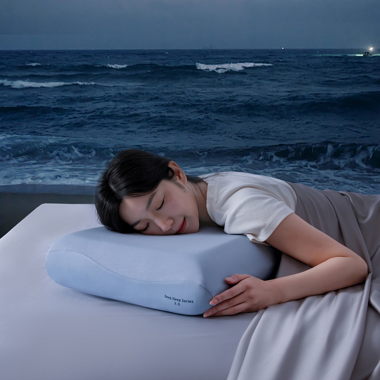 91家纺网 家纺一手货源 找家纺 贵夫人 2025新款深睡三芯枕pro3.0枕头枕芯（礼盒4元+枕套礼盒2元，退货破损扣除） 岩溪蓝枕套（含礼盒）