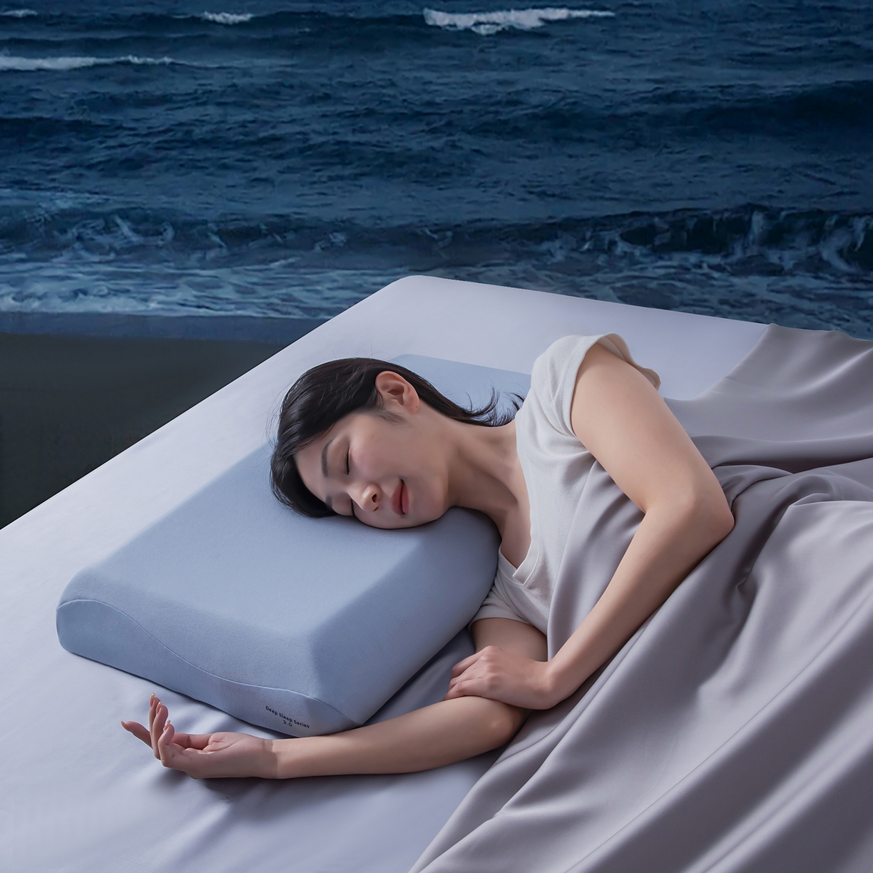 91家纺网 家纺一手货源 找家纺 贵夫人 2025新款深睡三芯枕pro3.0枕头枕芯（礼盒4元+枕套礼盒2元，退货破损扣除） 内芯+岩溪蓝枕套（含礼盒）