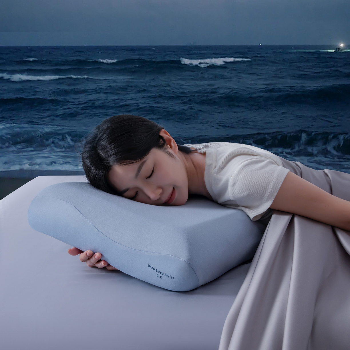 91家纺网 家纺一手货源 找家纺 贵夫人 2025新款深睡三芯枕pro3.0枕头枕芯（礼盒4元+枕套礼盒2元，退货破损扣除） 内芯+岩溪蓝枕套（含礼盒）