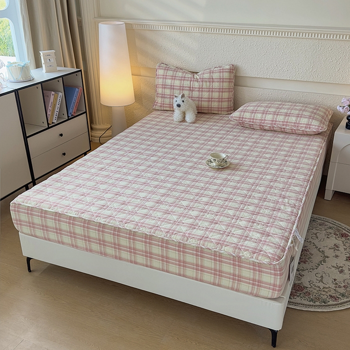 91家纺网 家纺一手货源 找家纺 （总）佳笠家居 2025新款A类全棉色织水洗棉大豆棉夹棉床笠-半糖系列