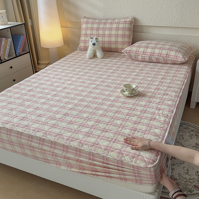 91家纺网 家纺一手货源 找家纺 （总）佳笠家居 2025新款A类全棉色织水洗棉大豆棉夹棉床笠-半糖系列