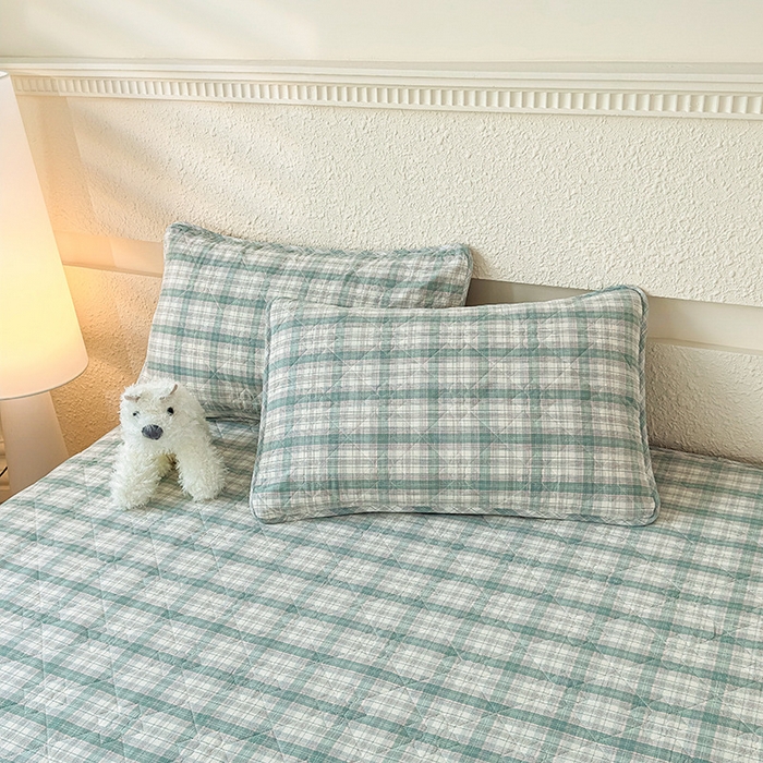 91家纺网 家纺一手货源 找家纺 佳笠家居 2025新款A类全棉色织水洗棉大豆棉夹棉床笠-半糖系列 半糖-艾绿