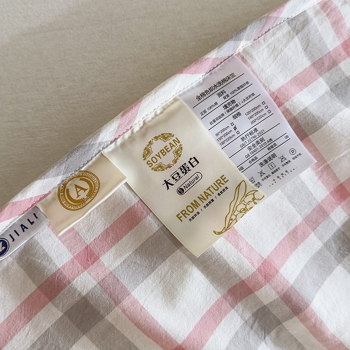 91家纺网 家纺一手货源 找家纺 佳笠家居 2025新款A类全棉色织水洗棉大豆棉夹棉床笠-半糖系列 半糖-灰粉