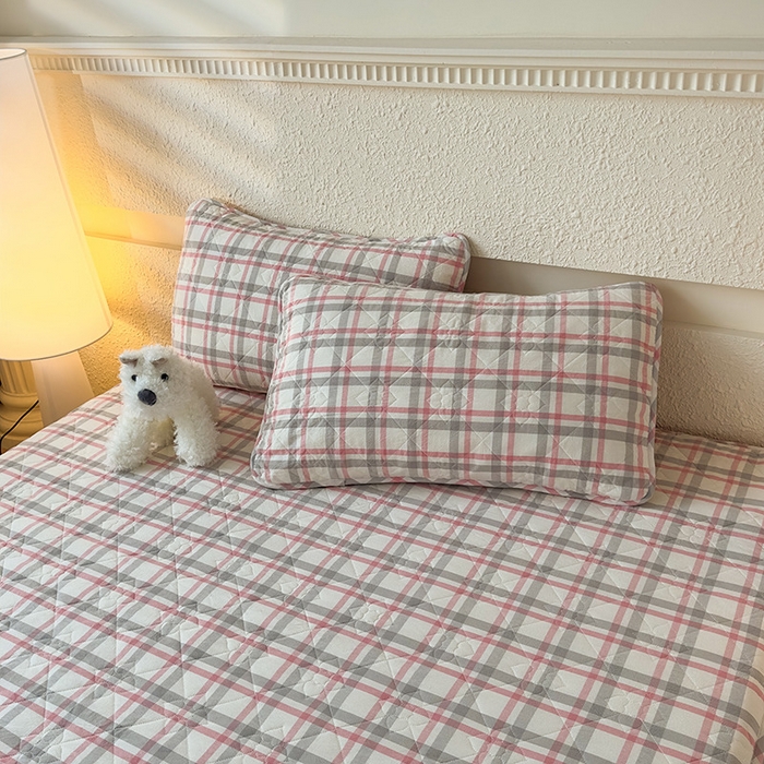 91家纺网 家纺一手货源 找家纺 佳笠家居 2025新款A类全棉色织水洗棉大豆棉夹棉床笠-半糖系列 半糖-灰粉