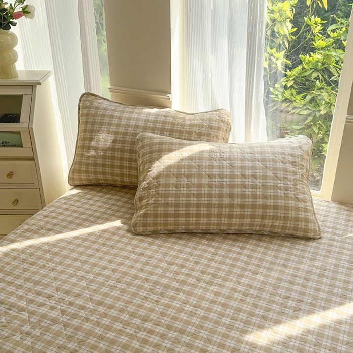 91家纺网 家纺一手货源 找家纺 佳笠家居 2025新款A类全棉色织水洗棉大豆棉夹棉床笠-半糖系列 半糖-卡其