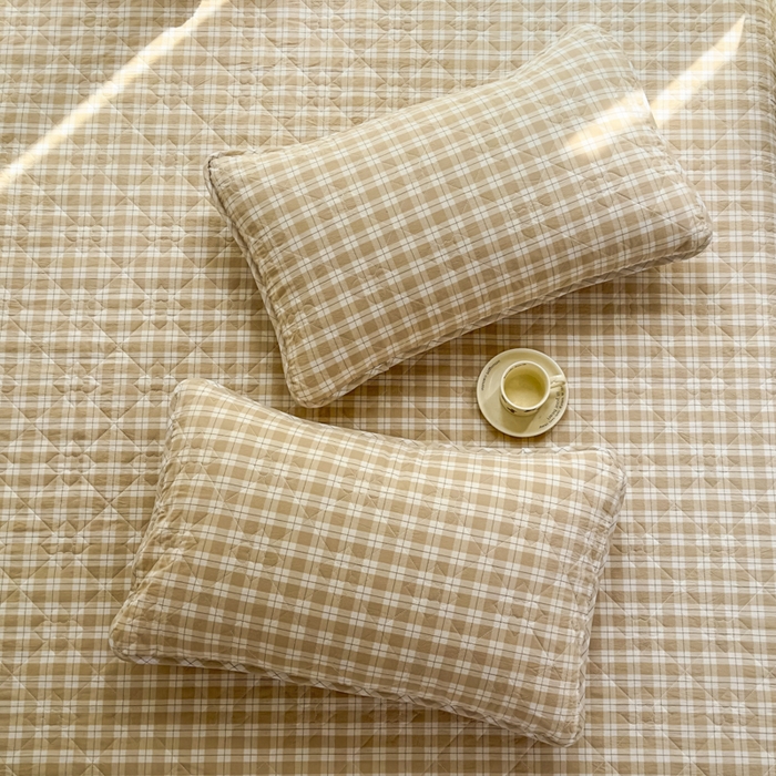 91家纺网 家纺一手货源 找家纺 佳笠家居 2025新款A类全棉色织水洗棉大豆棉夹棉床笠-半糖系列 半糖-卡其