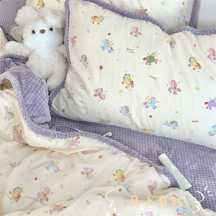 91家纺网 家纺一手货源 找家纺 荣轩 2025秋冬必备新品棉加绒华夫格提花绒工艺款四件套（铺床版）马上有钱