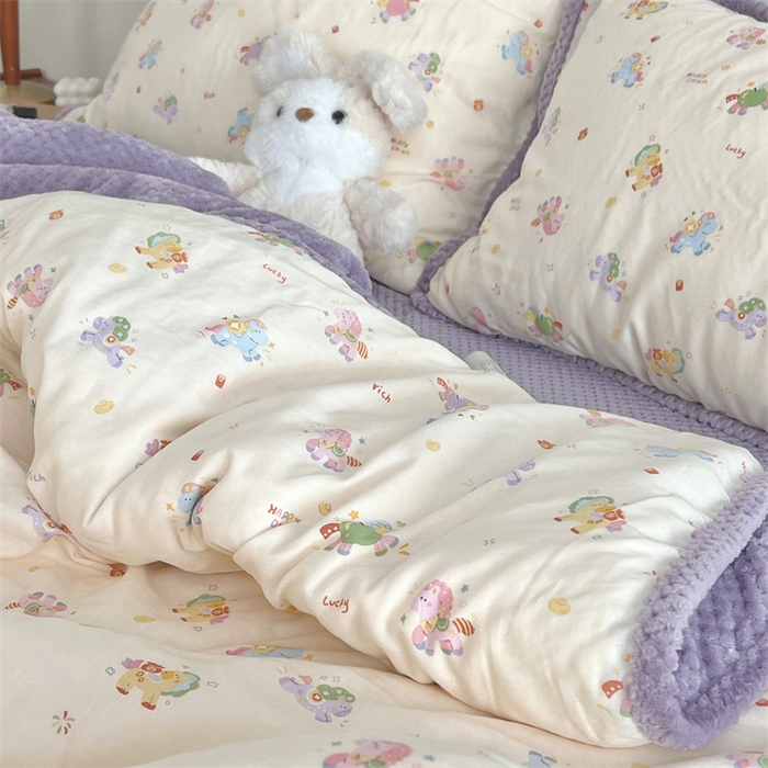 91家纺网 家纺一手货源 找家纺 荣轩 2025秋冬必备新品棉加绒华夫格提花绒工艺款四件套（铺床版）马上有钱