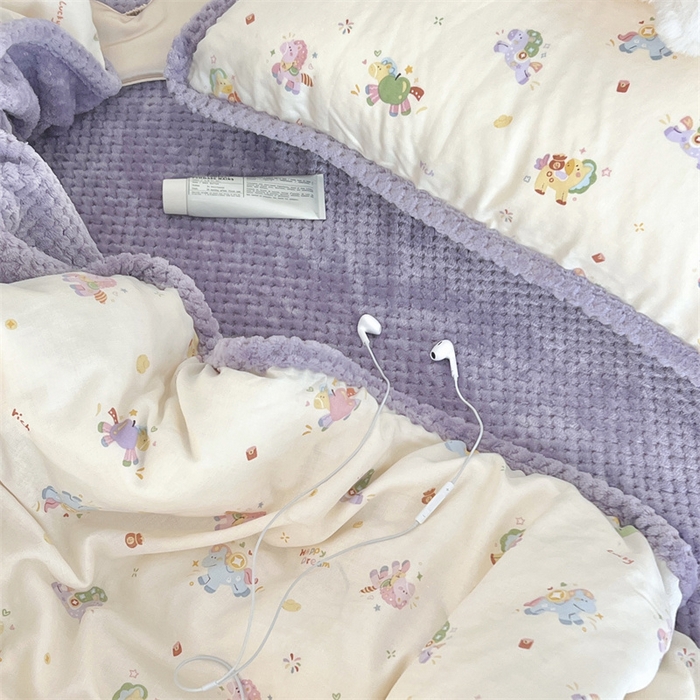 91家纺网 家纺一手货源 找家纺 荣轩 2025秋冬必备新品棉加绒华夫格提花绒工艺款四件套（铺床版）马上有钱