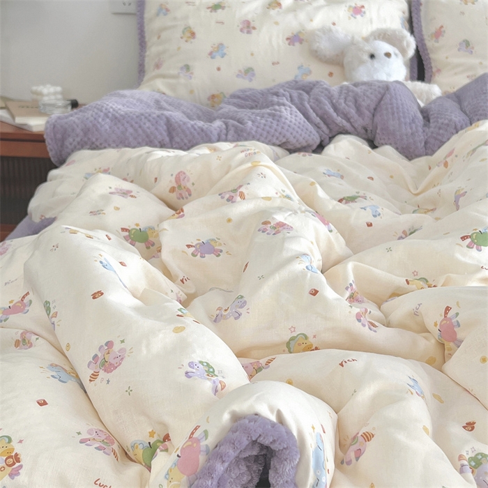 91家纺网 家纺一手货源 找家纺 荣轩 2025秋冬必备新品棉加绒华夫格提花绒工艺款四件套（铺床版）马上有钱