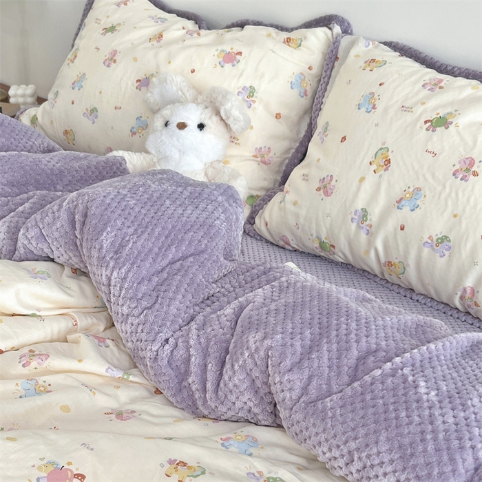 91家纺网 家纺一手货源 找家纺 荣轩 2025秋冬必备新品棉加绒华夫格提花绒工艺款四件套（铺床版）马上有钱