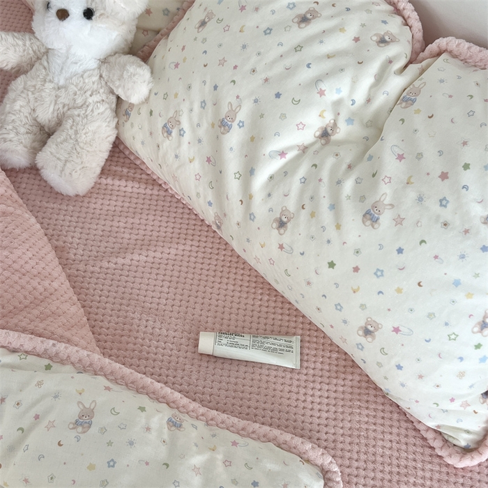 91家纺网 家纺一手货源 找家纺 荣轩 2025秋冬必备新品棉加绒华夫格提花绒工艺款四件套（铺床版）星空派对