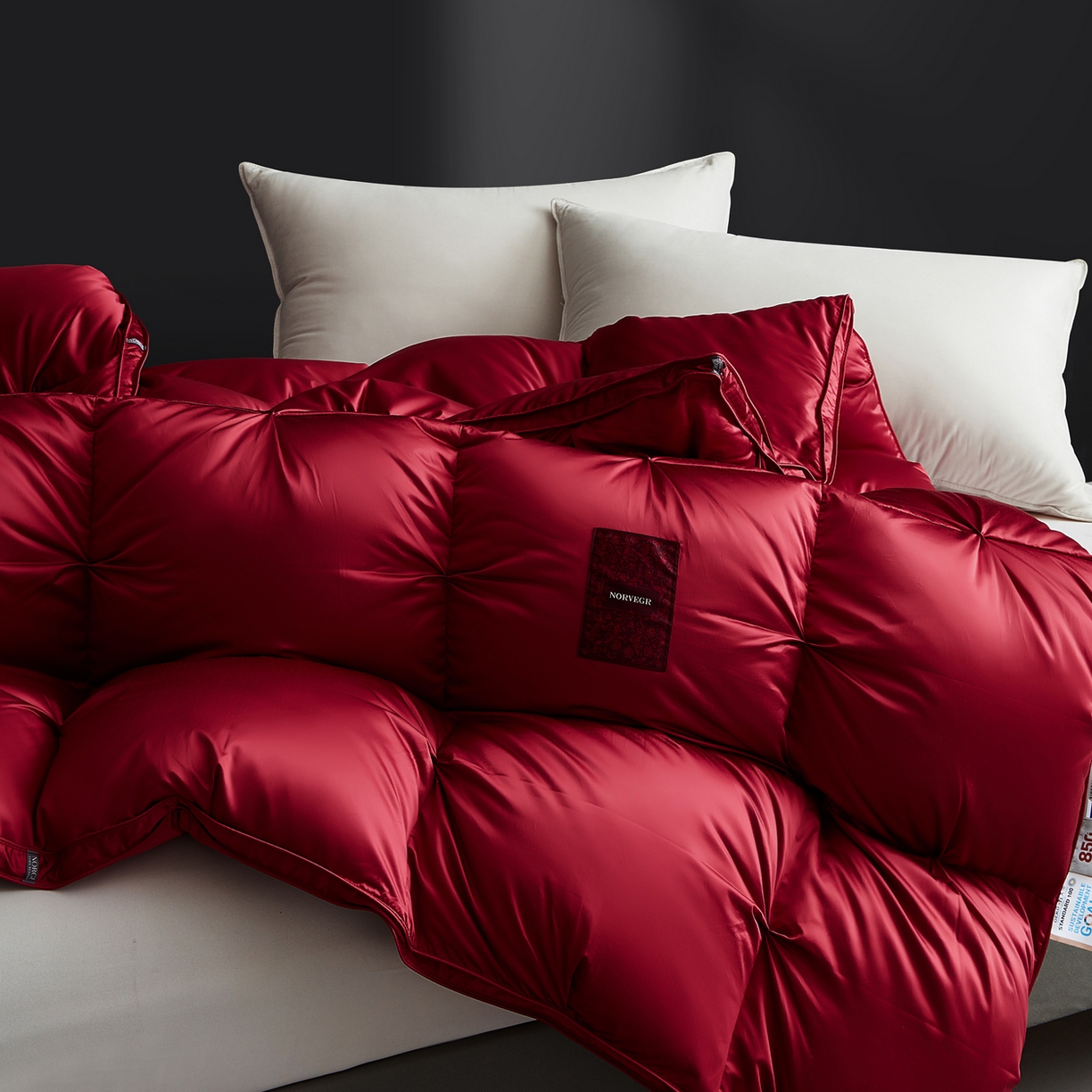 91家纺网 家纺一手货源 找家纺 岚司羽 2025新款花好月圆鹅绒被 被子被芯 花好月圆 酒红色