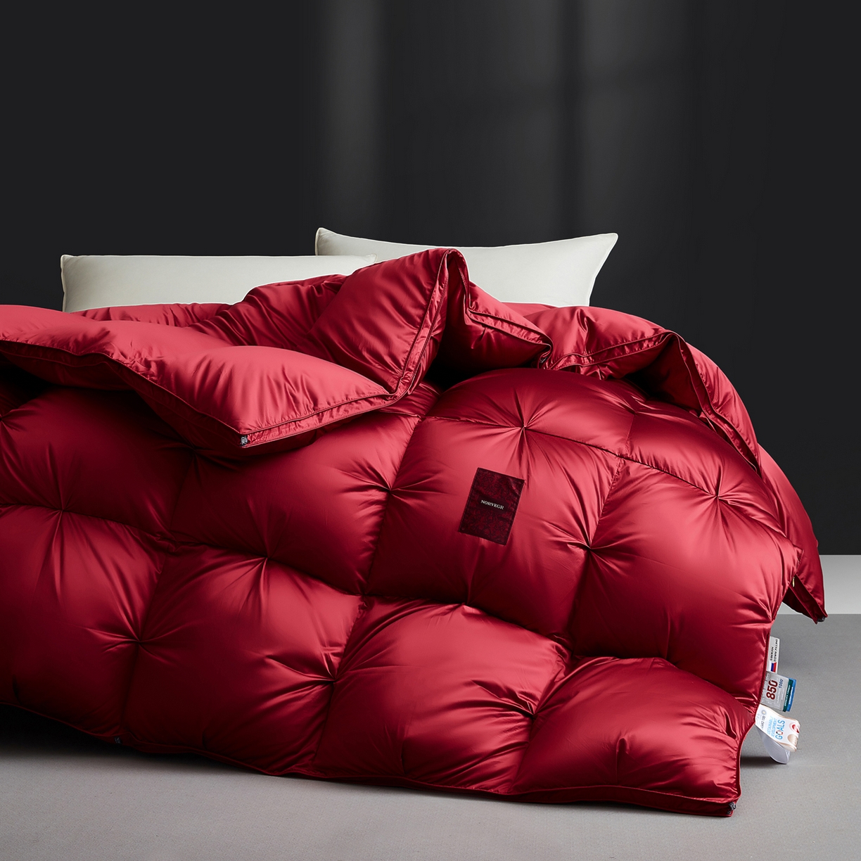 91家纺网 家纺一手货源 找家纺 岚司羽 2025新款花好月圆鹅绒被 被子被芯 花好月圆 酒红色