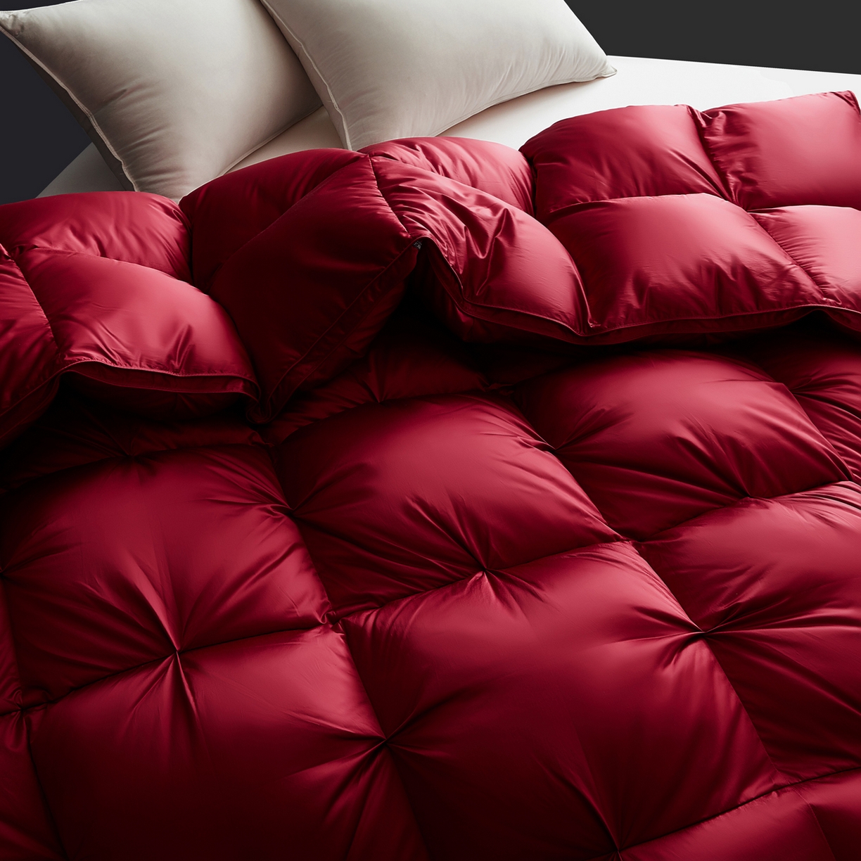 91家纺网 家纺一手货源 找家纺 岚司羽 2025新款花好月圆鹅绒被 被子被芯 花好月圆 酒红色