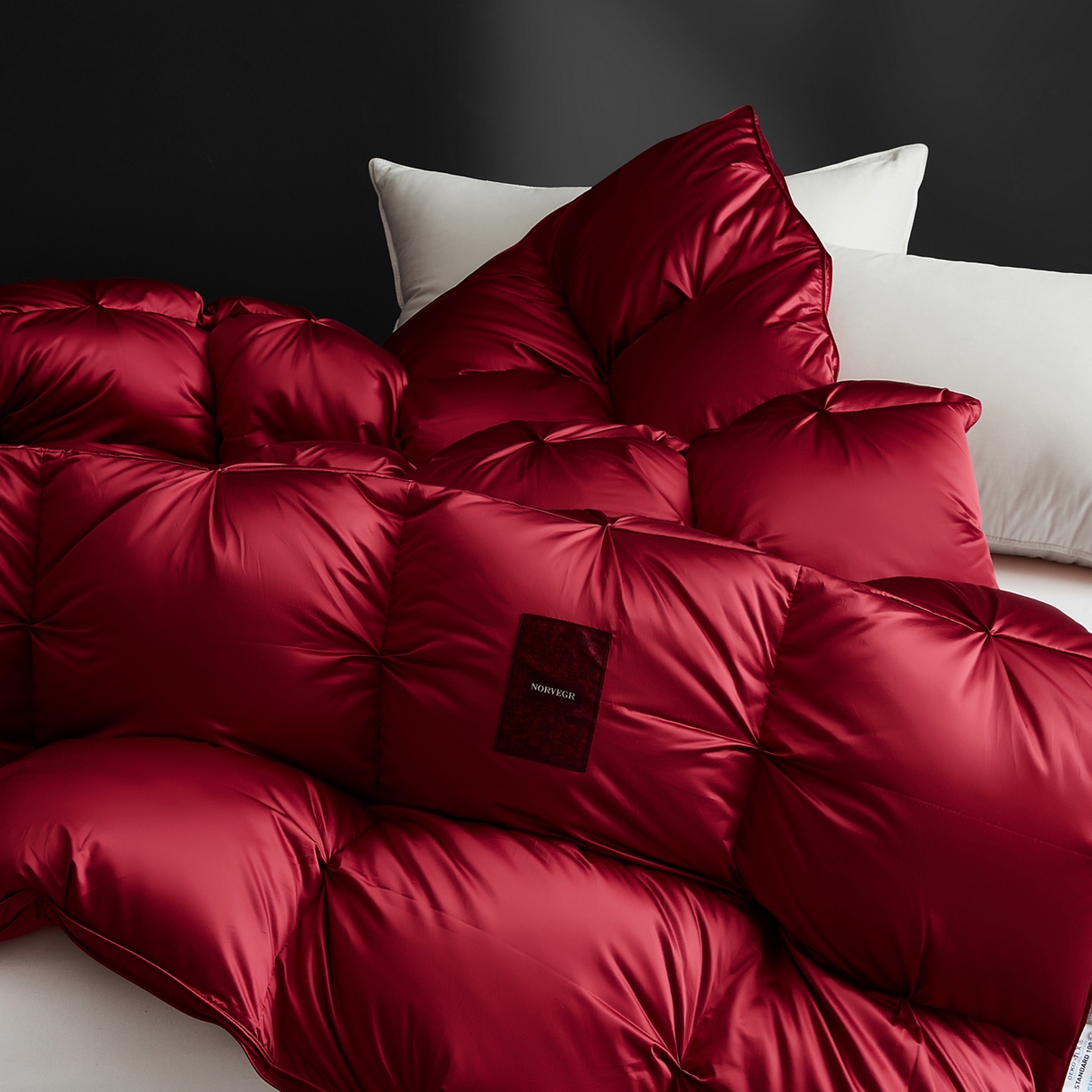 91家纺网 家纺一手货源 找家纺 岚司羽 2025新款花好月圆鹅绒被 被子被芯 花好月圆 酒红色