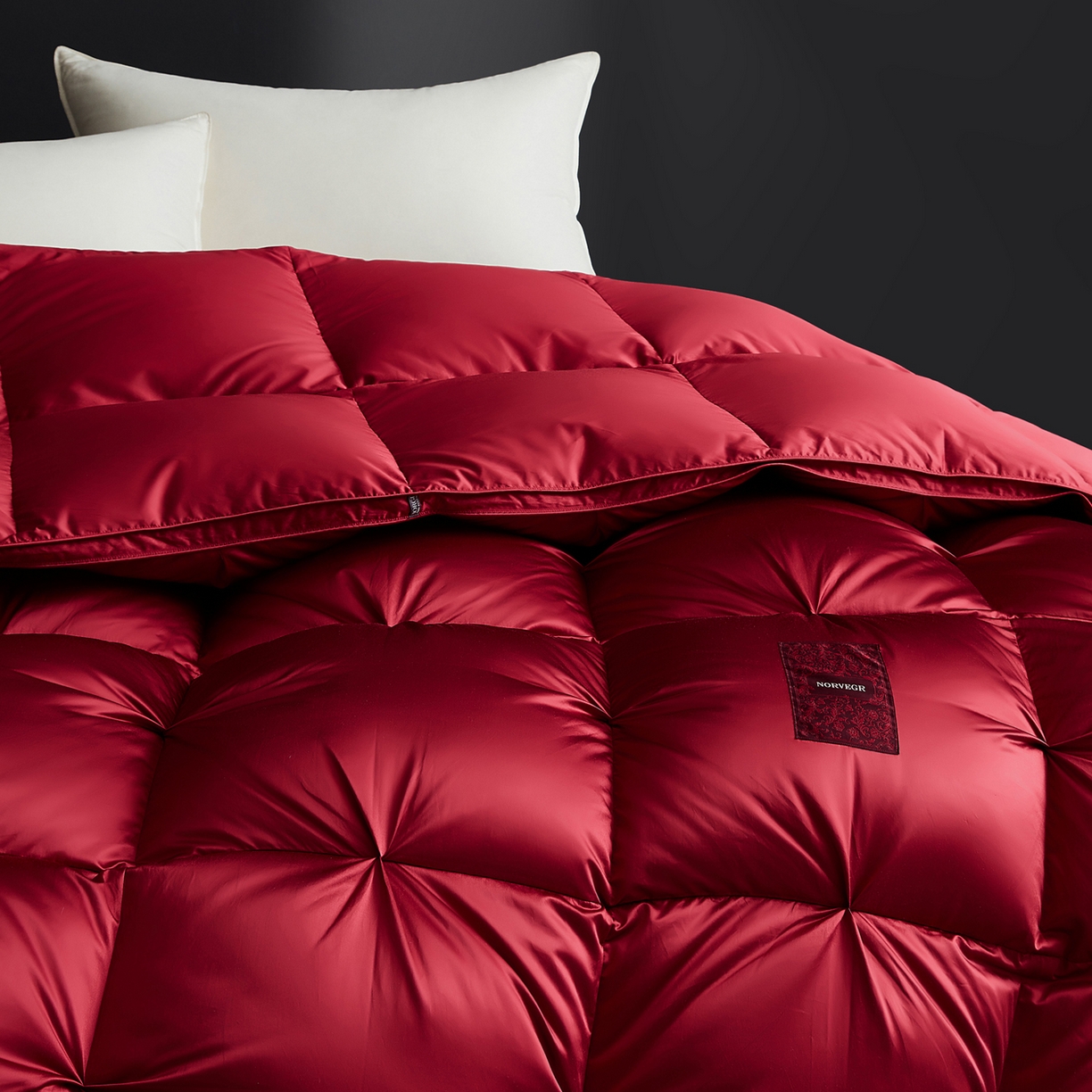 91家纺网 家纺一手货源 找家纺 岚司羽 2025新款花好月圆鹅绒被 被子被芯 花好月圆 酒红色