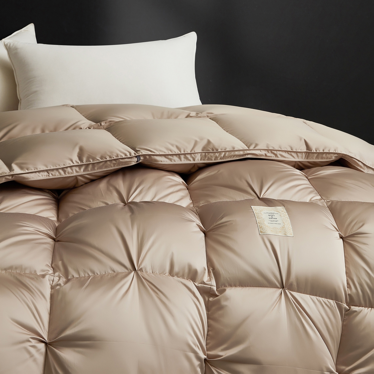 91家纺网 家纺一手货源 找家纺 岚司羽 2025新款花好月圆鹅绒被 被子被芯 花好月圆 香槟色