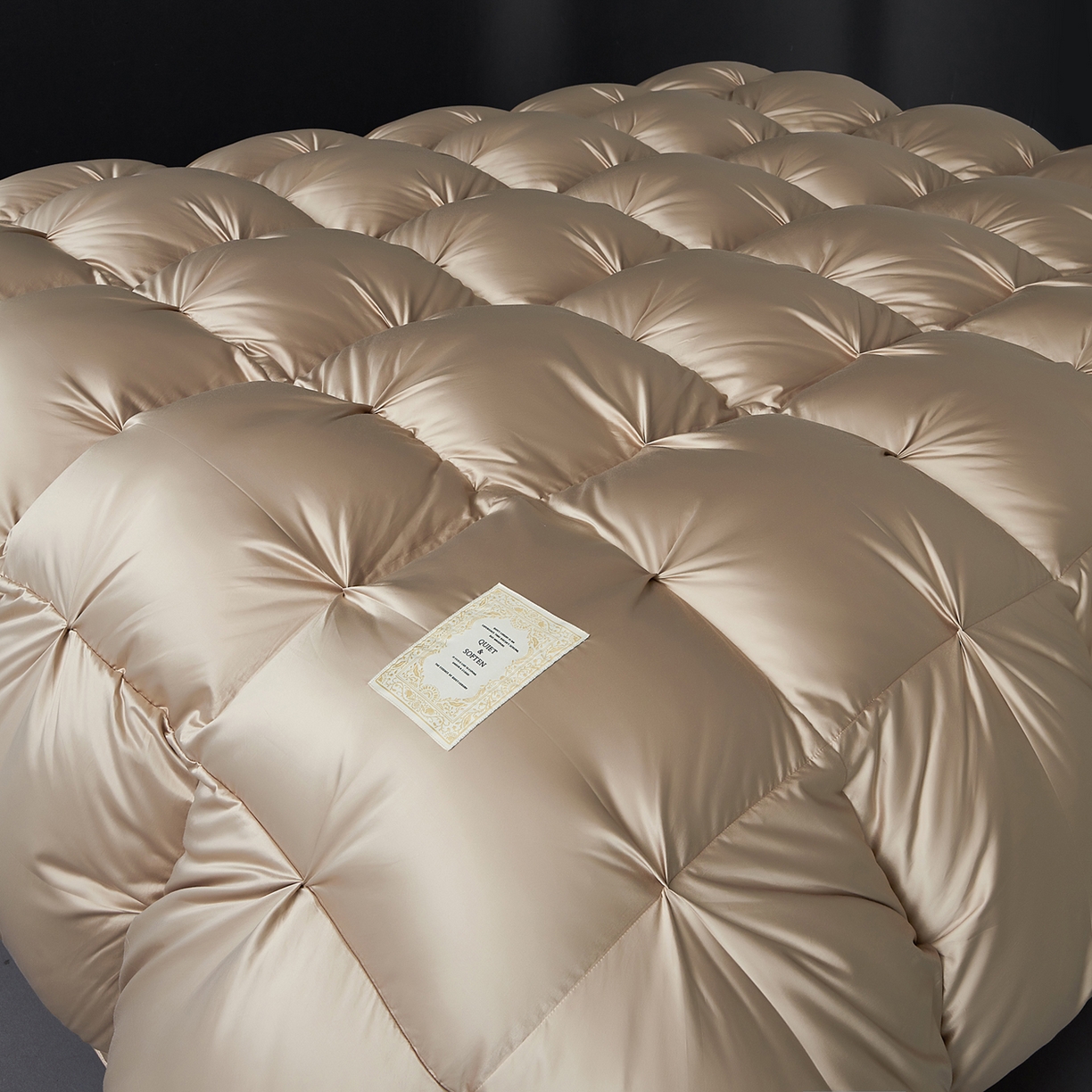 91家纺网 家纺一手货源 找家纺 岚司羽 2025新款花好月圆鹅绒被 被子被芯 花好月圆 香槟色