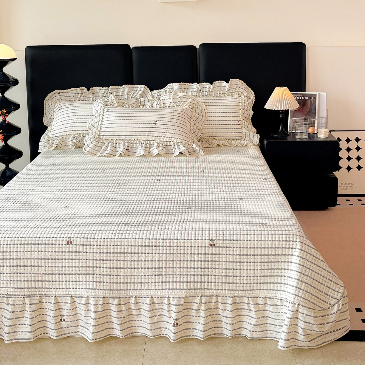 91家纺网 家纺一手货源 找家纺 （总）富米莱（原臻工厂） 2026新款法式大花边A类古法仿棉云感纱床盖床裙四件套