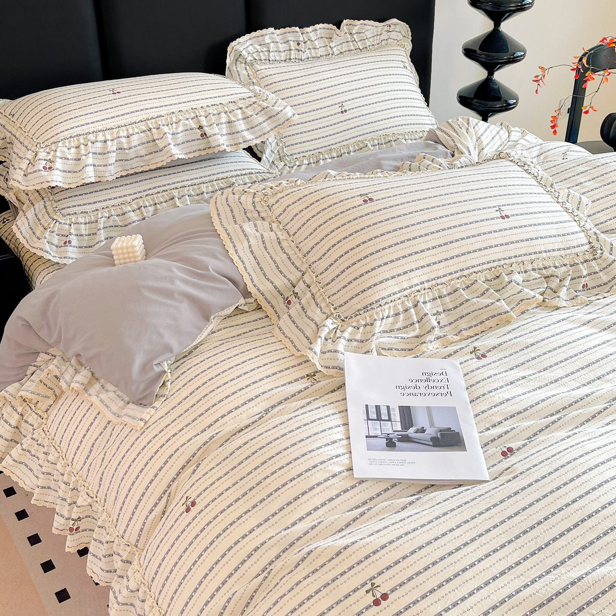 91家纺网 家纺一手货源 找家纺 （总）富米莱（原臻工厂） 2026新款法式大花边A类古法仿棉云感纱床盖床裙四件套