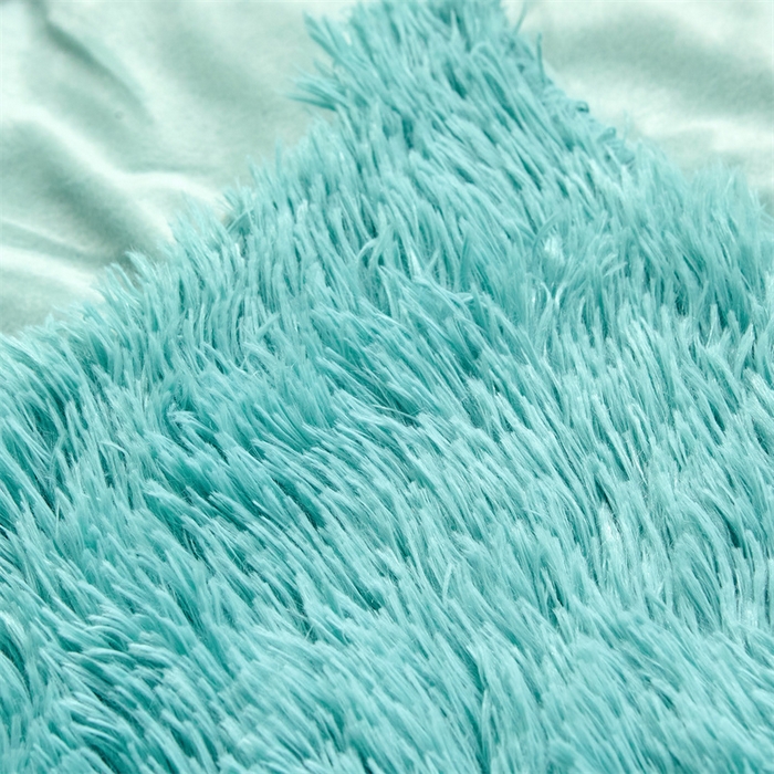 91家纺网 家纺一手货源 找家纺 品尚嘉2025水貂绒毛毯长毛绒法莱绒双层跨境外贸毯子 湖蓝色