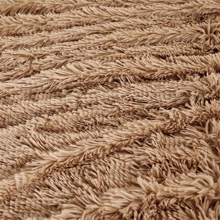 91家纺网 家纺一手货源 找家纺 品尚嘉2025水貂绒毛毯长毛绒法莱绒双层跨境外贸毯子 卡其色