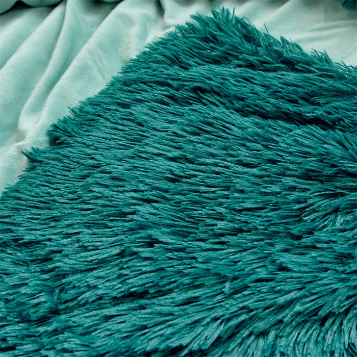 91家纺网 家纺一手货源 找家纺 品尚嘉2025水貂绒毛毯长毛绒法莱绒双层跨境外贸毯子 孔雀兰