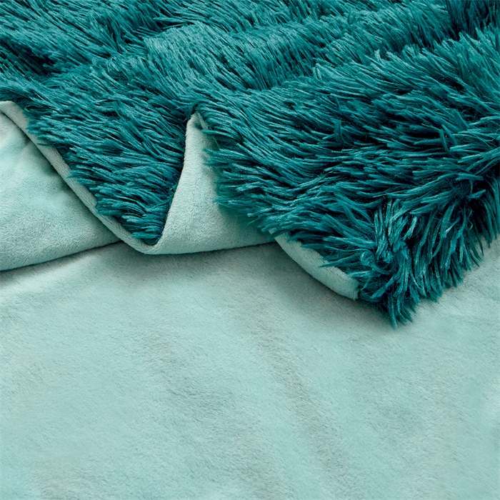 91家纺网 家纺一手货源 找家纺 品尚嘉2025水貂绒毛毯长毛绒法莱绒双层跨境外贸毯子 孔雀兰