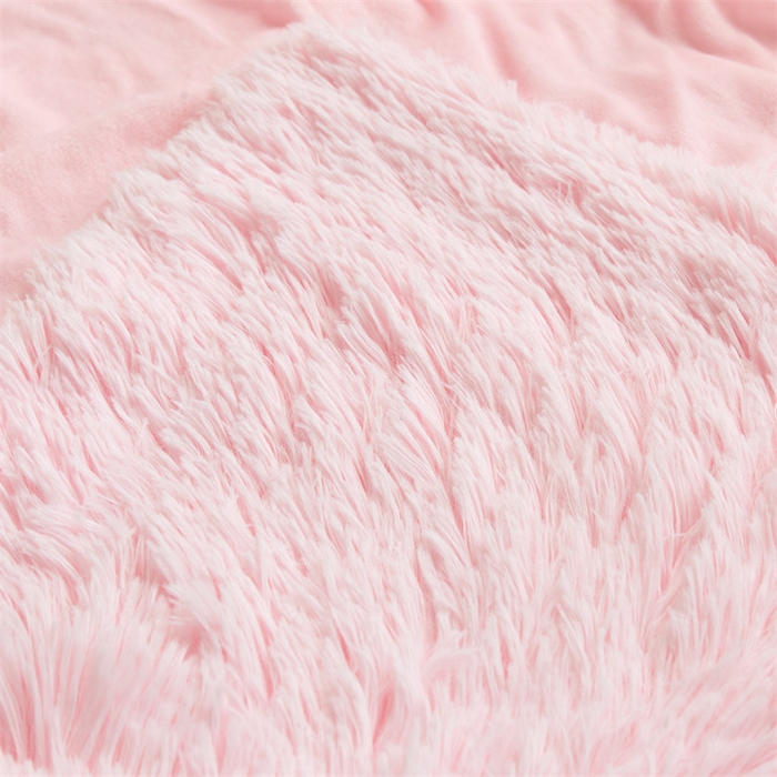 91家纺网 家纺一手货源 找家纺 品尚嘉2025水貂绒毛毯长毛绒法莱绒双层跨境外贸毯子 浅粉色