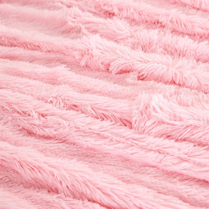 91家纺网 家纺一手货源 找家纺 品尚嘉2025水貂绒毛毯长毛绒法莱绒双层跨境外贸毯子 浅粉色