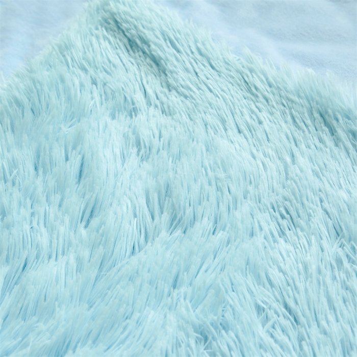 91家纺网 家纺一手货源 找家纺 品尚嘉2025水貂绒毛毯长毛绒法莱绒双层跨境外贸毯子 水蓝色