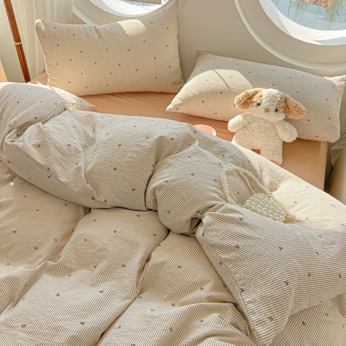 91家纺网 家纺一手货源 找家纺 （总）韩巢家纺 2025新款奶呼呼云感双层纱印花四件套