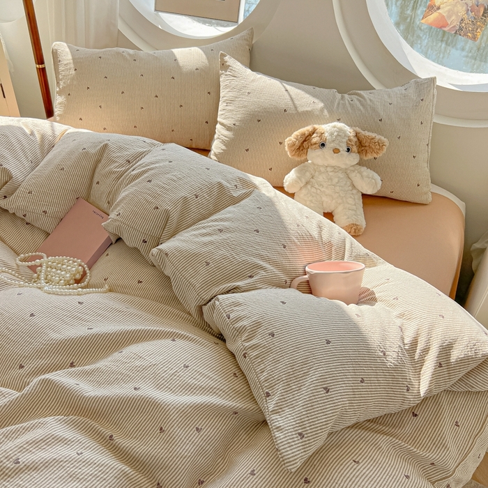 91家纺网 家纺一手货源 找家纺 （总）韩巢家纺 2025新款奶呼呼云感双层纱印花四件套