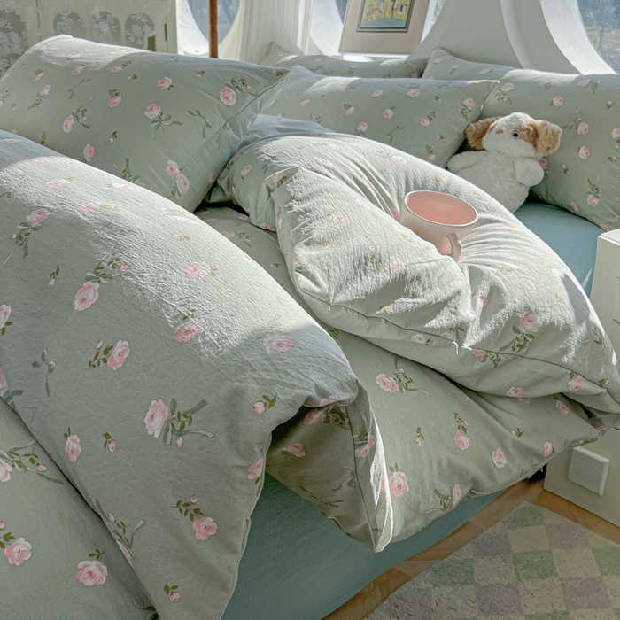 91家纺网 家纺一手货源 找家纺 （总）韩巢家纺 2025新款奶呼呼云感双层纱印花四件套