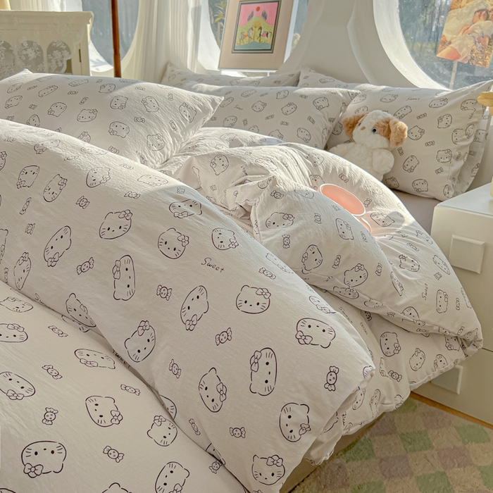 91家纺网 家纺一手货源 找家纺 （总）韩巢家纺 2025新款奶呼呼云感双层纱印花四件套