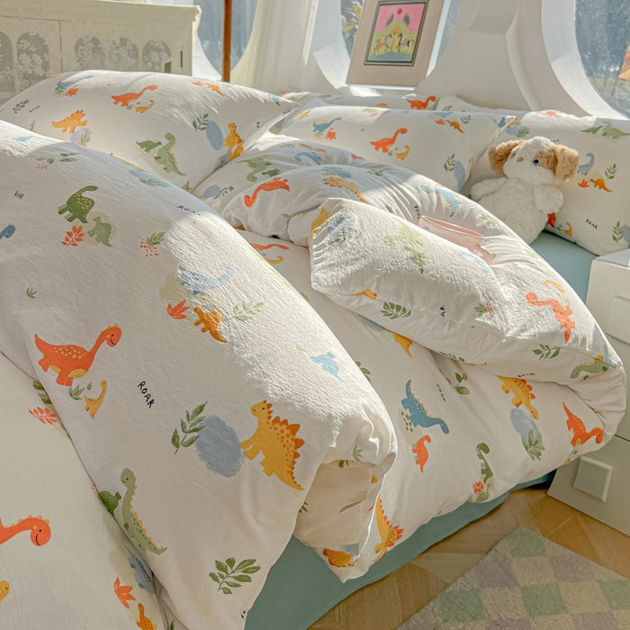 91家纺网 家纺一手货源 找家纺 （总）韩巢家纺 2025新款奶呼呼云感双层纱印花四件套