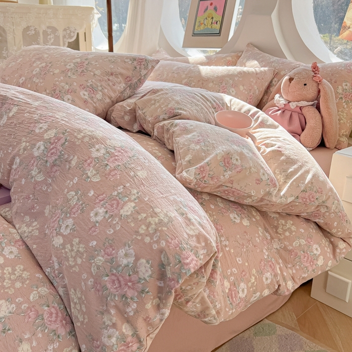 韩巢家纺 2025新款奶呼呼云感双层纱印花四件套 爱如星辰