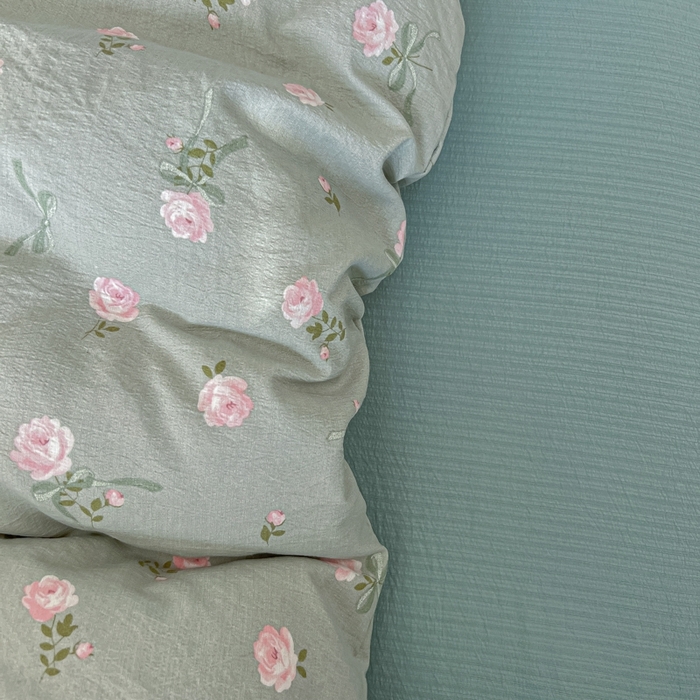 91家纺网 家纺一手货源 找家纺 韩巢家纺 2025新款奶呼呼云感双层纱印花四件套 半生倾慕