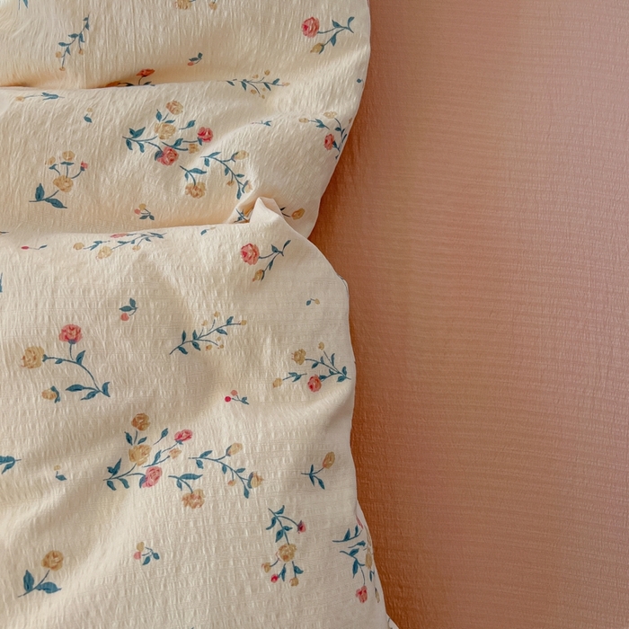 91家纺网 家纺一手货源 找家纺 韩巢家纺 2025新款奶呼呼云感双层纱印花四件套 春风十里