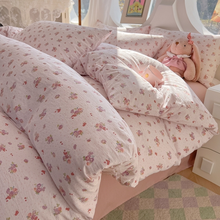 韩巢家纺 2025新款奶呼呼云感双层纱印花四件套 落日暮年